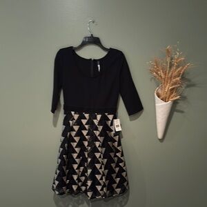 Tracy Reese Eliza Black Ivory Fit & Flare Dress 4 NWT